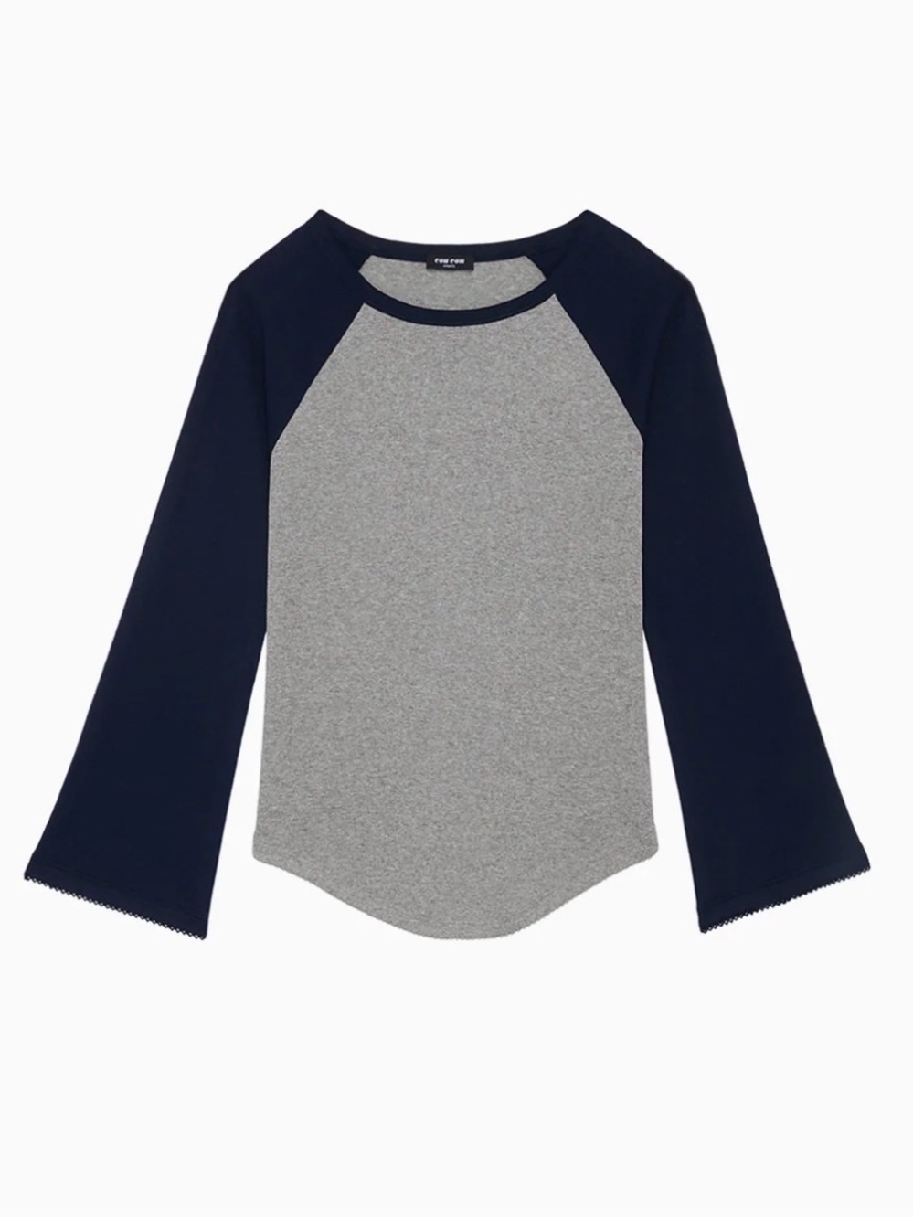Cou Cou Intimates The Raglan Long-Sleeve Top in Gray/Navy